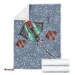 Australia Aboriginal Blanket - Stingray Art In Aboriginal Dot Style Inspired Blanket