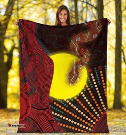 Aboriginal Premium Blanket Indigenous Snake Sun Dot Painting