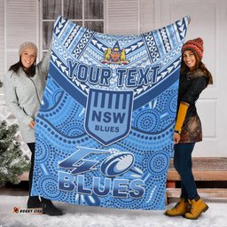 Custom Personalised NSW Blues Premium Blanket Aboriginal and Polynesia Admirable