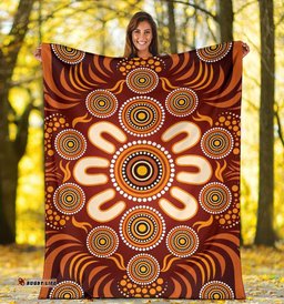 Aboriginal Premium Blanket Circle Flowers Patterns Ver03