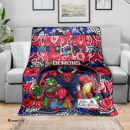 Demons Football Merry Christmas Blanket Indigenous Australian Art