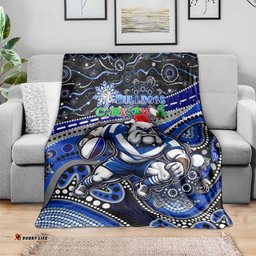 Merry Christmas Bulldogs Blanket Aboriginal Santa Rugby Mascot Canterbury Bankstown