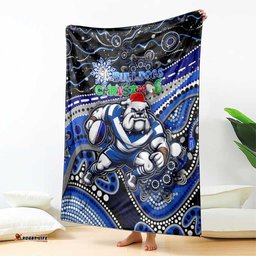 Merry Christmas Bulldogs Blanket Aboriginal Santa Rugby Mascot Canterbury Bankstown