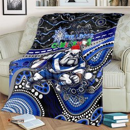 Merry Christmas Bulldogs Blanket Aboriginal Santa Rugby Mascot Canterbury Bankstown