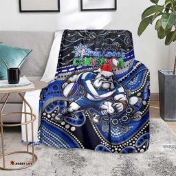 Merry Christmas Bulldogs Blanket Aboriginal Santa Rugby Mascot Canterbury Bankstown