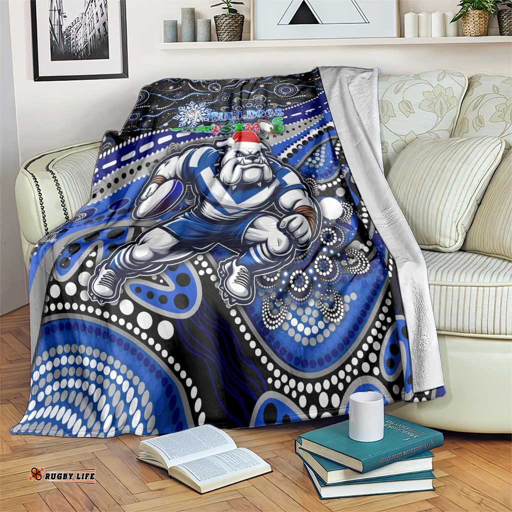 Merry Christmas Bulldogs Blanket Aboriginal Santa Rugby Mascot Canterbury Bankstown