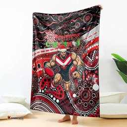 Merry Christmas AFL Bombers Blanket Aboriginal Santa Football Mascot