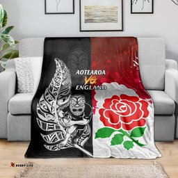 New Zealand And England Rugby Blanket World Cup All Black Combine Red Roses