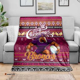 Broncos Rugby Xmas Blanket Australia NRL Mascot