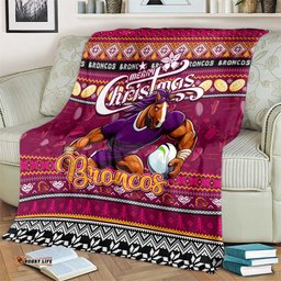 Broncos Rugby Xmas Blanket Australia NRL Mascot