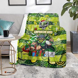 Raiders Rugby Merry Christmas Blanket Indigenous Australian Art