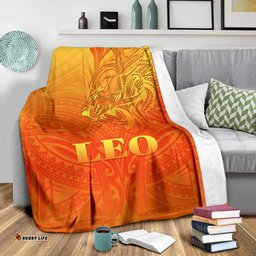 Sun In Leo Zodiac Premium Blanket Polynesian Tattoo Simple Orange