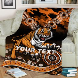Custom Personalised Tigers Rugby ANZAC Day Camouflage Indigenous Art Blanket