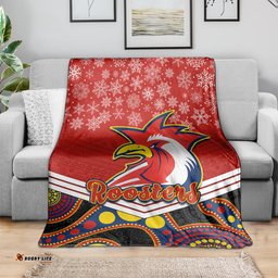 Roosters Rugby Christmas Blanket Merry Xmas Mix Aboriginal Art