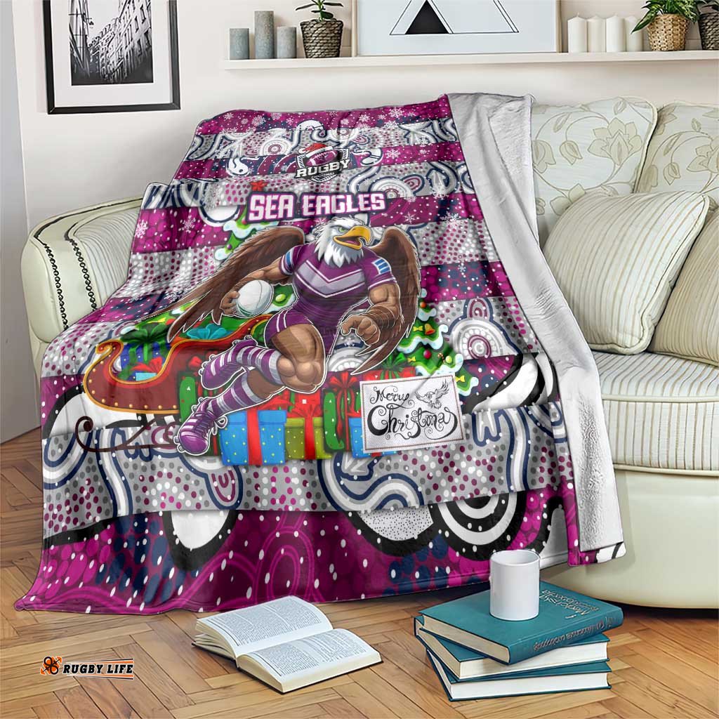 Sea Eagles Rugby Merry Christmas Blanket Indigenous Australian Art