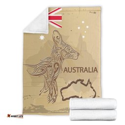 Premium Blanket Kangaroo Blanket Vintage Aus Flag and Map