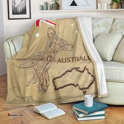 Premium Blanket Kangaroo Blanket Vintage Aus Flag and Map