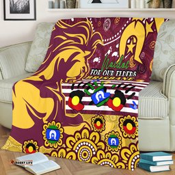 Brisbane Broncos Naidoc Week Custom Blanket - For Our Elders Brisbane Broncos Aboriginal Inspired Blanket