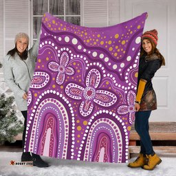 Australia Aboriginal Blanket - Dot painting illustration in Aboriginal style Pink Blanket