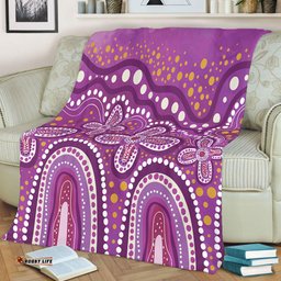 Australia Aboriginal Blanket - Dot painting illustration in Aboriginal style Pink Blanket