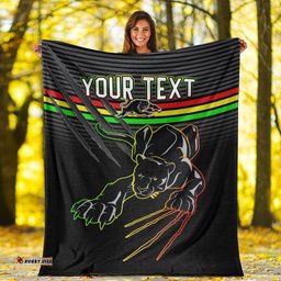Custom Personalised Panthers Proud Premium Blanket Back to Back Premiers Version 02 Black