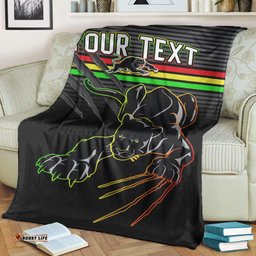 Custom Personalised Panthers Proud Premium Blanket Back to Back Premiers Version 02 Black