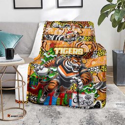 Tigers Rugby Merry Christmas Blanket Indigenous Australian Art