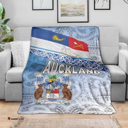 New Zealand Auckland Blanket Auckland's Flag and Coat of Arms Koru Art Maori Pattern