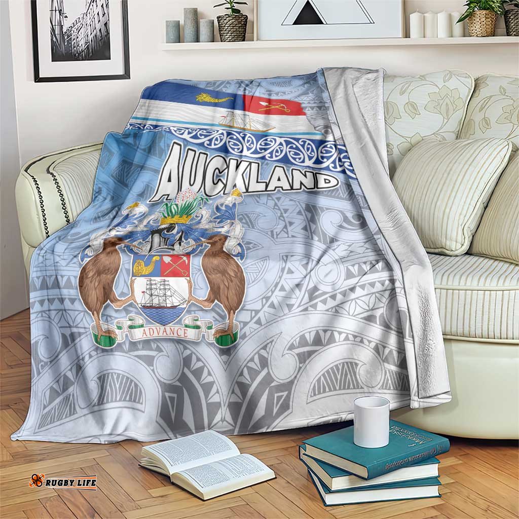New Zealand Auckland Blanket Auckland's Flag and Coat of Arms Koru Art Maori Pattern