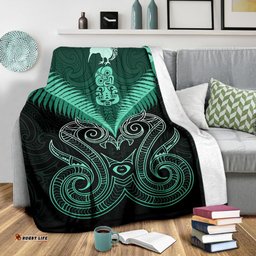maori manaia new zealand premium blanket turquoise