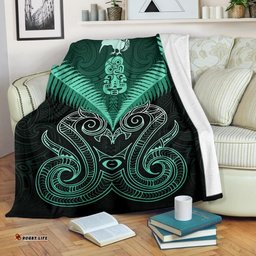 maori manaia new zealand premium blanket turquoise