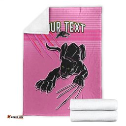 Custom Personalised Panthers Proud Premium Blanket Back to Back Premiers Version 02 Pink