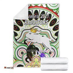South Sydney Rabbitohs Premium Blanket Indigenous Premiers The King White