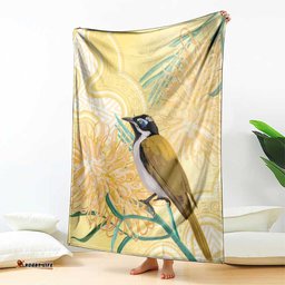 Australia Grevillea And Honeyeaters Blanket Aboriginal Art Watercolor Style