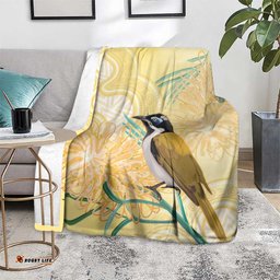 Australia Grevillea And Honeyeaters Blanket Aboriginal Art Watercolor Style