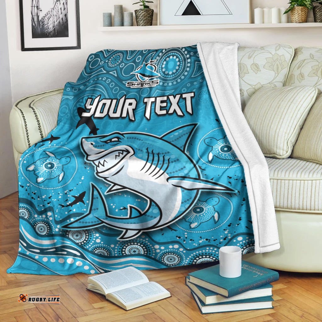 custom personalised sharks rugby premium blanket go sharkies aboriginal special version