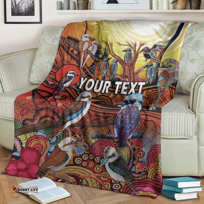 Custom Personalised Australia Kookaburra Dreaming Aboriginal Arty Style Premium Blanket