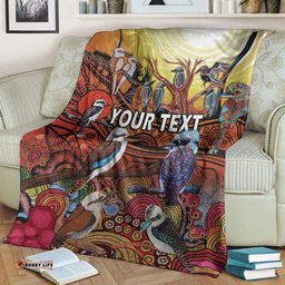 Custom Personalised Australia Kookaburra Dreaming Aboriginal Arty Style Premium Blanket