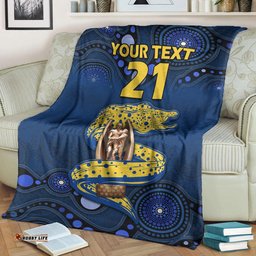 Custom Personalised Parramatta Eels Rugby Premiers Premium Blanket Eels Champion Aboriginal Dot Blue Style