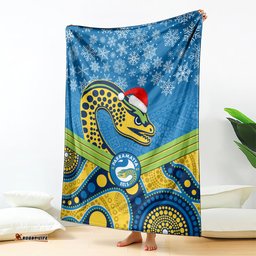 Parramatta Eels Rugby Christmas Blanket Merry Xmas Mix Aboriginal Art