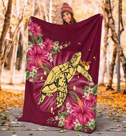 New Zealand Premium Blanket Turtle Polynesian Hibiscus