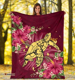 New Zealand Premium Blanket Turtle Polynesian Hibiscus