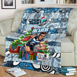 Blues Football Merry Christmas Blanket Indigenous Australian Art