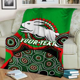 Custom Personalised Rabbitohs Rugby Aboriginal Art Blanket 05