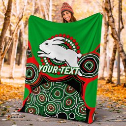 Custom Personalised Rabbitohs Rugby Aboriginal Art Blanket 05