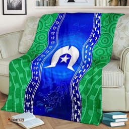 Torres Strait Islanders Premium Blanket Torres Symbol With Aboriginal Patterns