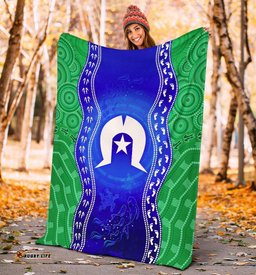 Torres Strait Islanders Premium Blanket Torres Symbol With Aboriginal Patterns