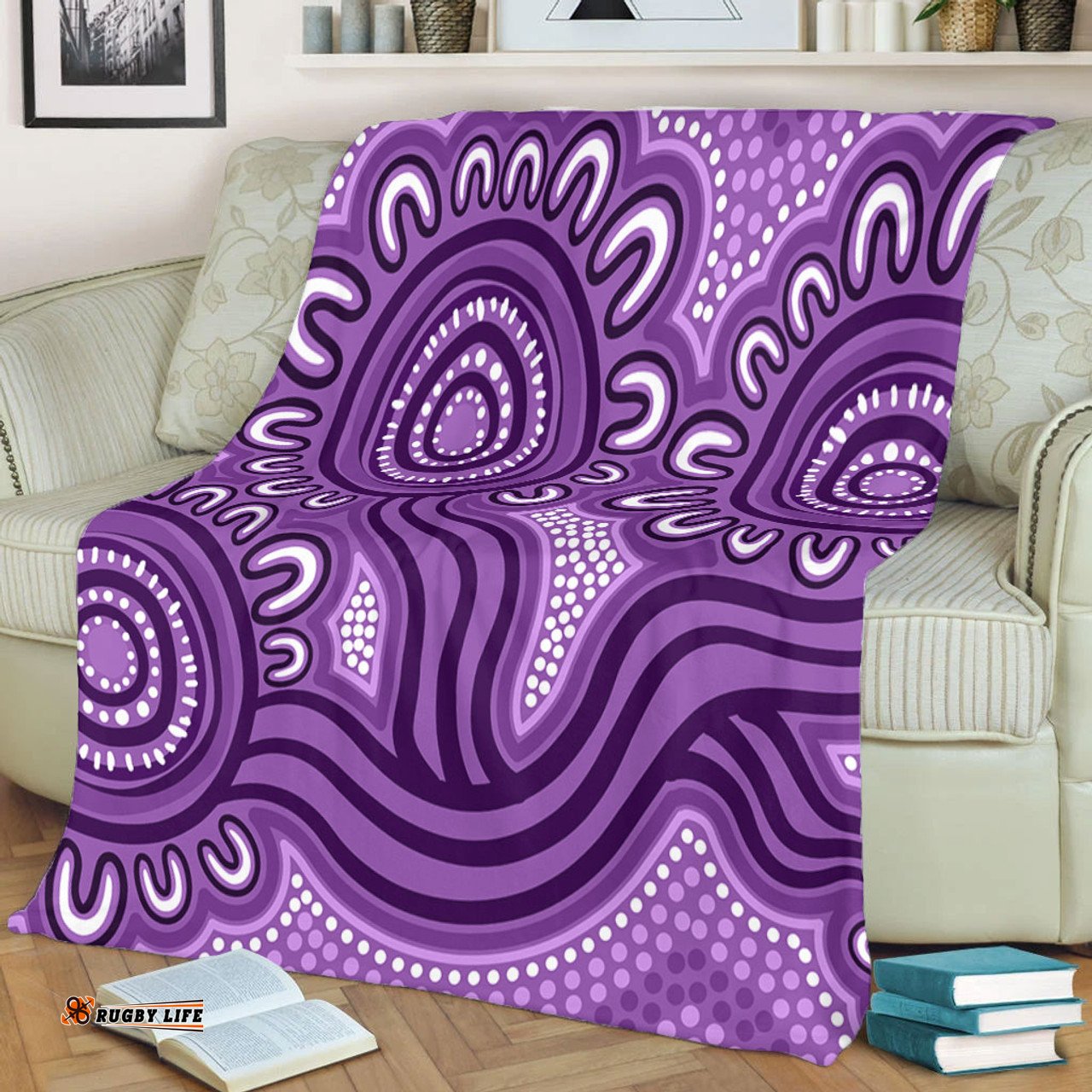 Australia Aboriginal Blanket - Dot Patterns From Indigenous Australian Culture (Purple) Blanket