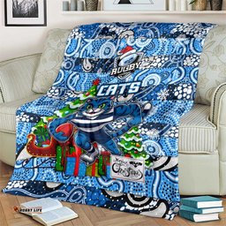 Cats Football Merry Christmas Blanket Indigenous Australian Art