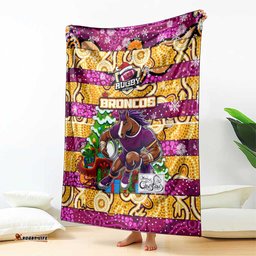 Broncos Rugby Merry Christmas Blanket Indigenous Australian Art